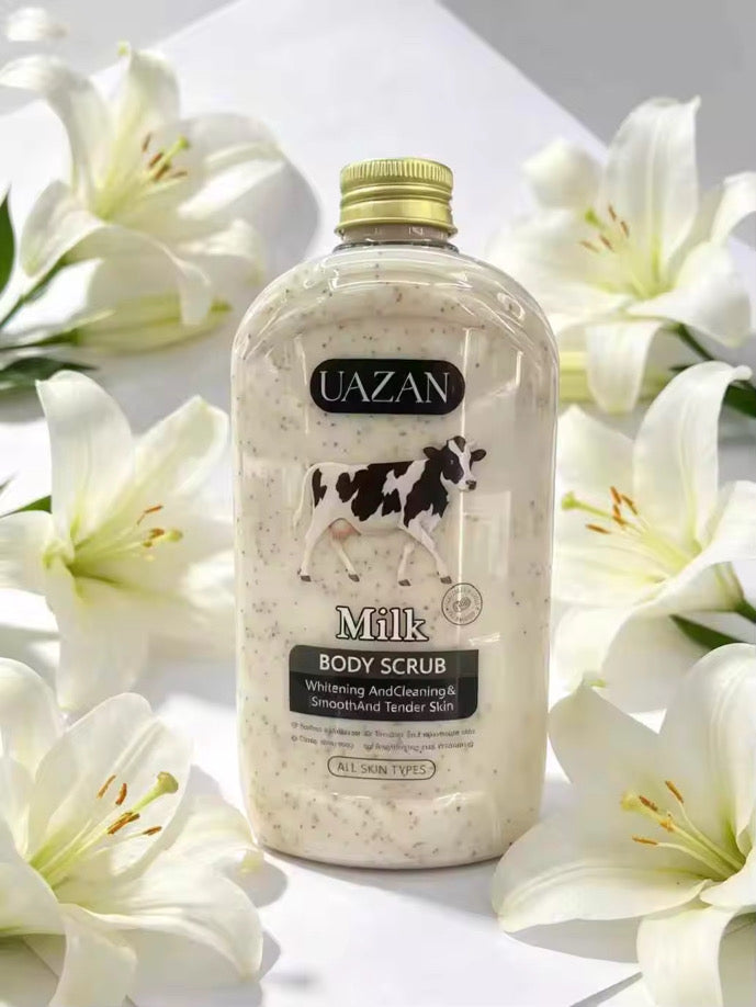 Gommage Corps au Lait Exfoliant pour faire ressortir l'ingrédient gourmand au lait