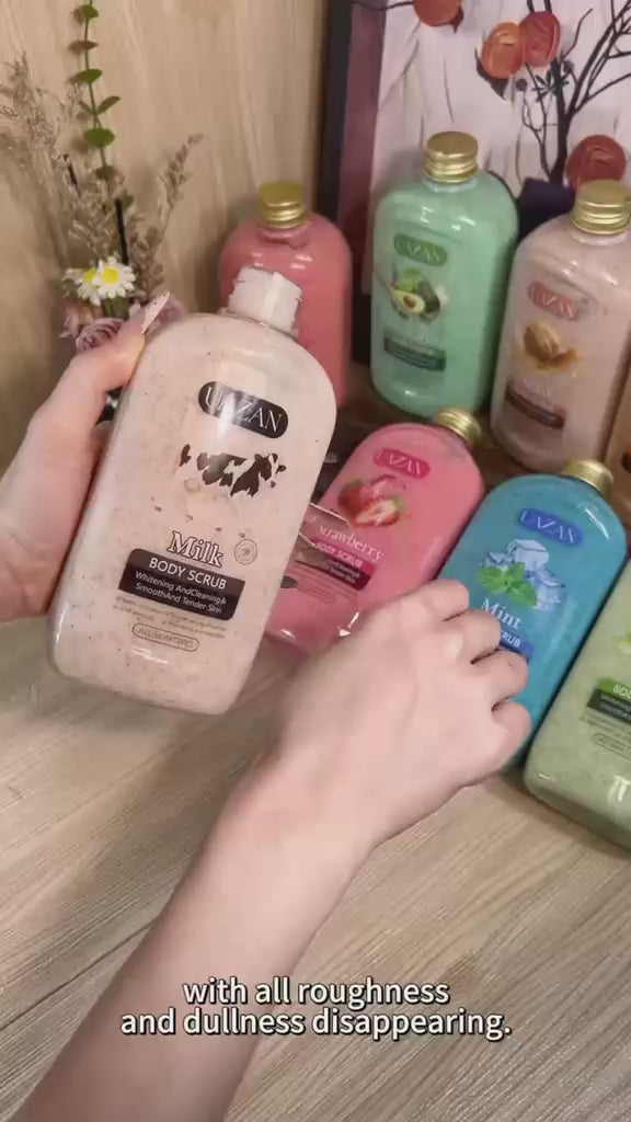 Gommage Corps au Lait Exfoliant pour faire ressortir l'ingrédient gourmand au lait